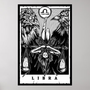 Libra Zodiac Tarot Blk Poster