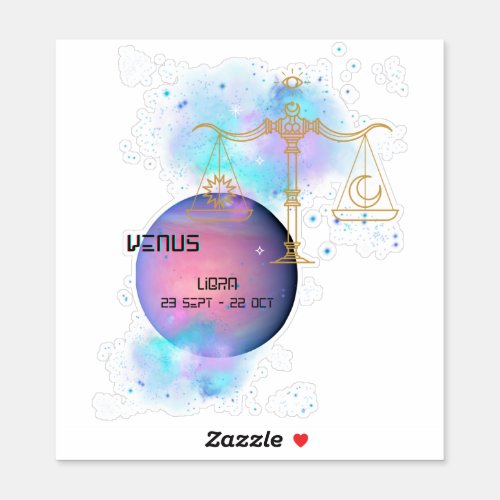 Libra Zodiac Venus Planet Astrology Star Sign Cool Sticker