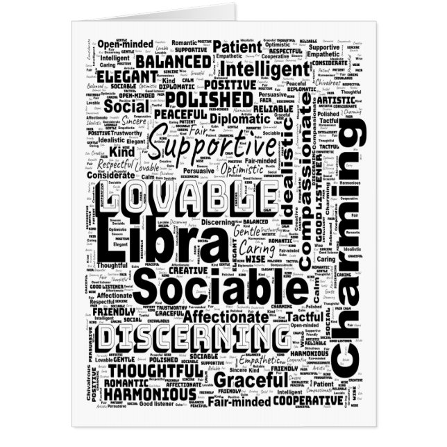 Libra Zodiac Word Cloud Inspiration Jumbo Card (Front)
