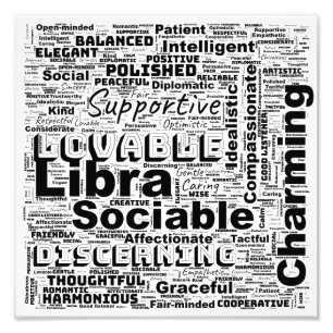 Libra Zodiac Word Cloud Inspiration Photo Print