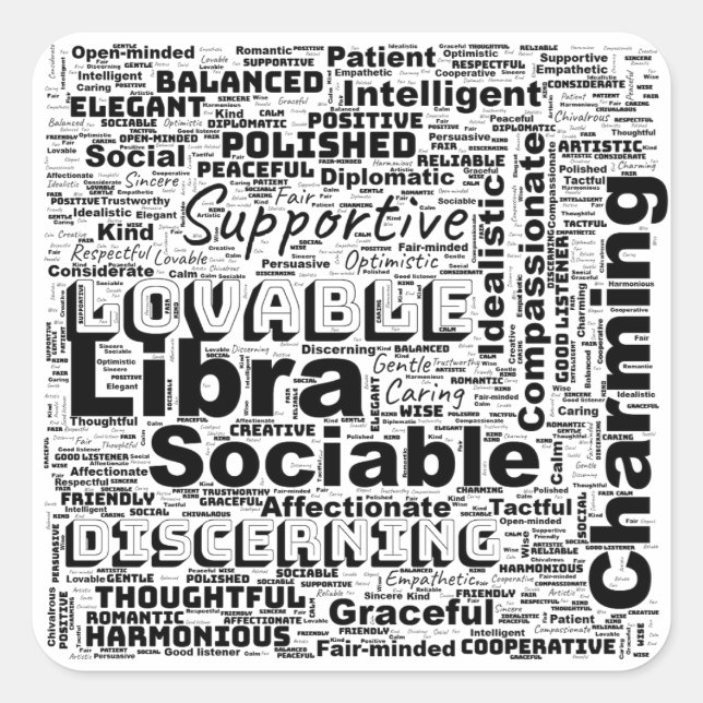 Libra Zodiac Word Cloud Inspiration  Square Sticker (Front)