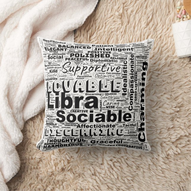 Libra Zodiac Word Cloud Inspiration  Throw Pillow (Blanket)