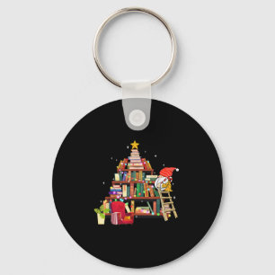 Librarian And Book Lover Christmas Library Tree Li Keychain