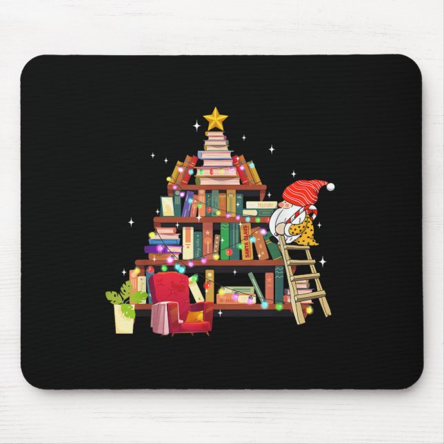 Librarian And Book Lover Christmas Library Tree Li Mouse Pad (Front)