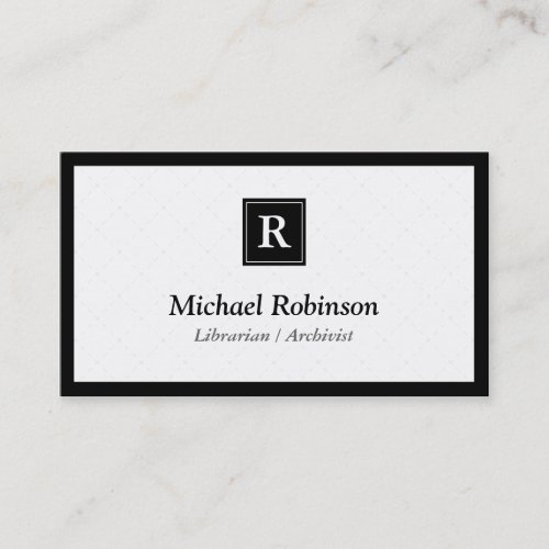 Librarian Archivist - Simple Elegant Monogram Business Cards