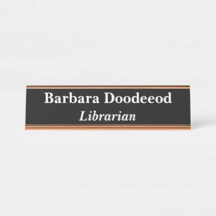 Librarian Black Desk Name Plate