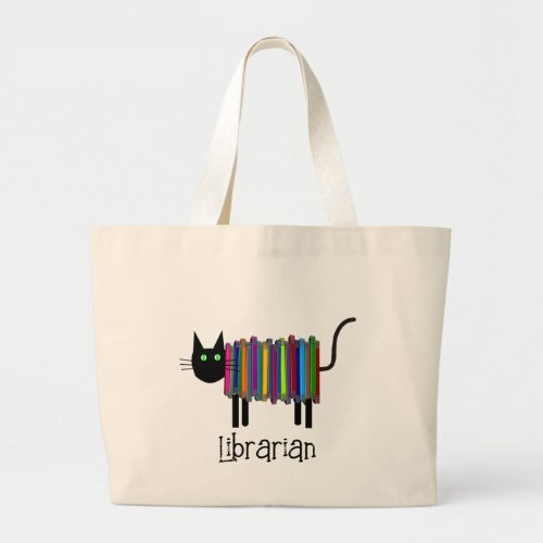 Librarian Book Cat  Large Tote Bag