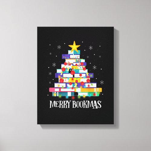 Librarian Book Lover Books Christmas Tree Merry Bo Canvas Print