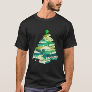 Librarian Book Lover Christmas Tree Lights Merry B T-Shirt