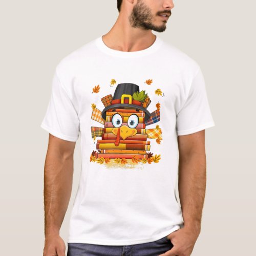 Librarian Book Lover Reader Funny Turkey Thanksgiv T_Shirt