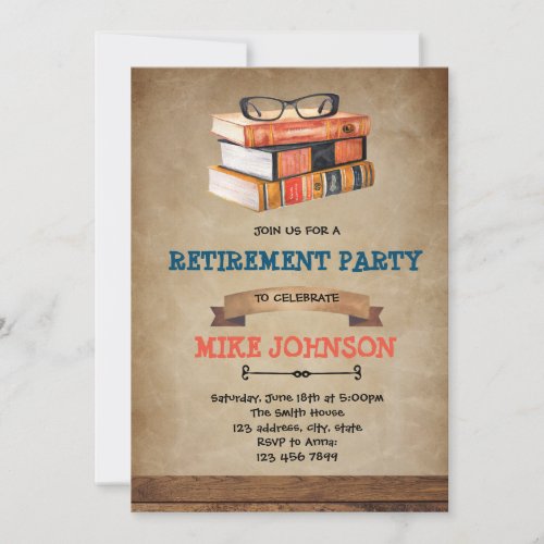 Librarian Book Themed Retirement invitation