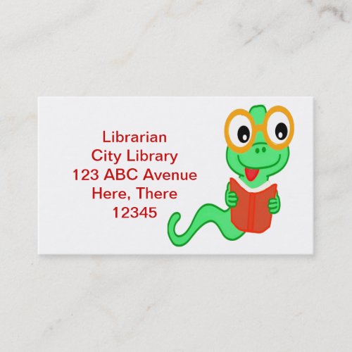 Librarian Bookworm Business Card