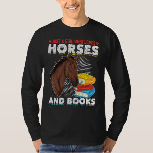 Librarian Bookworm Girls Horse Book Animal Readin T-Shirt