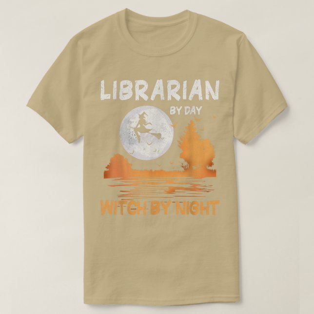 Librarian By Day Witch By Night Women Halloween  T-Shirt (Design Front)