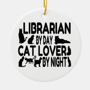 Librarian Cat Lover Ceramic Ornament