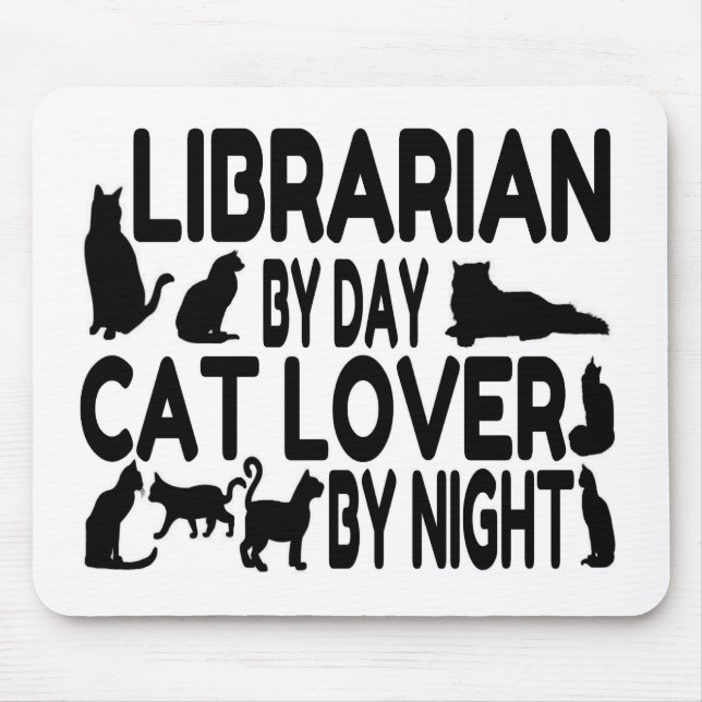 Librarian Cat Lover Mouse Pad (Front)