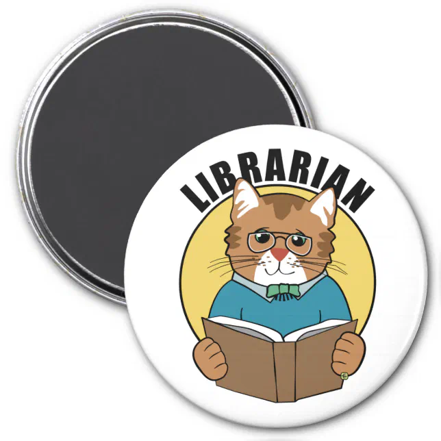 Librarian Cat Reading Book Magnet (Front)