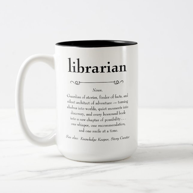 Librarian Definition Appreciation Gift Two-Tone Coffee Mug (Left)