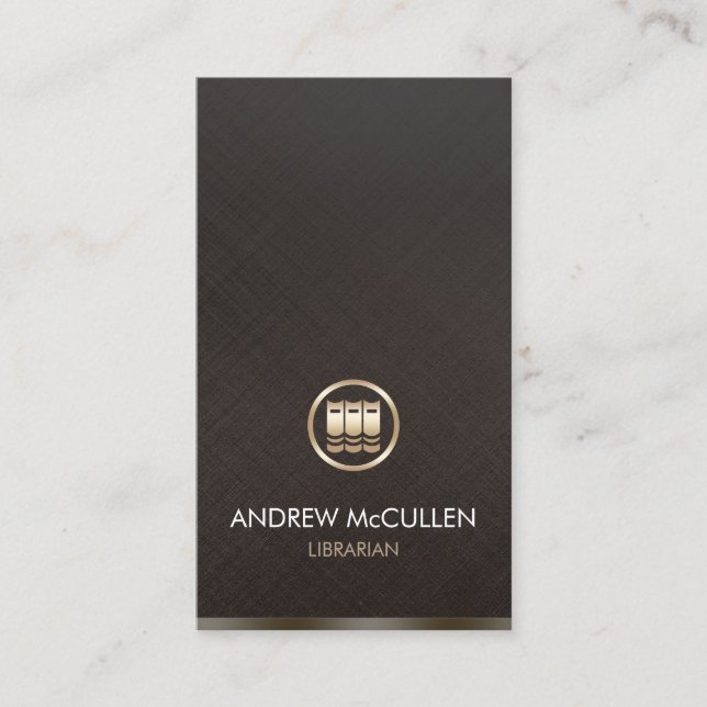 Librarian Faux Gold Books Icon Business Card (Front)
