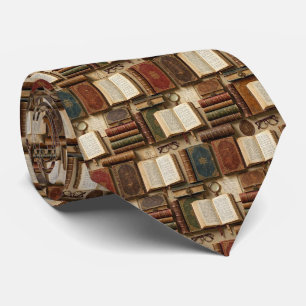 Librarian Faux Silk Antique Books Gentleman's Neck Tie