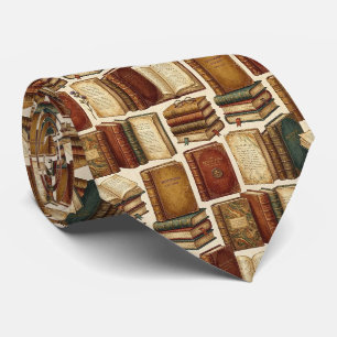 Librarian Faux Silk Antique Books Gentleman's Neck Tie