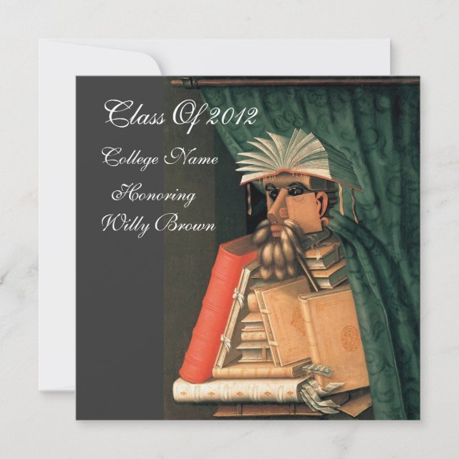 LIBRARIAN GRADUATION PARCHMENT WAX SEAL MONOGRAM INVITATION (Front)