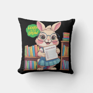 🐰📚 Librarian-in-Training Star – Rabbit Edition Throw Pillow
