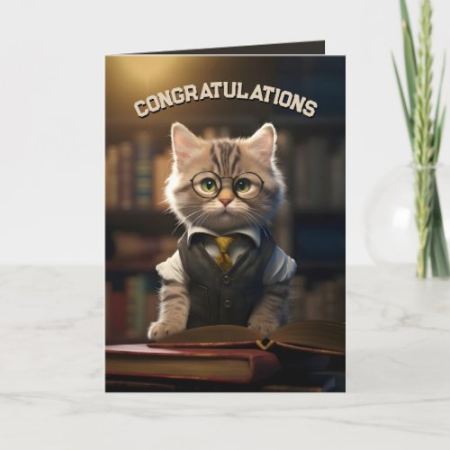 Librarian Kitten Thank You Card