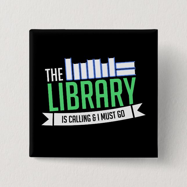 Librarian Library Books Gift Button (Front)