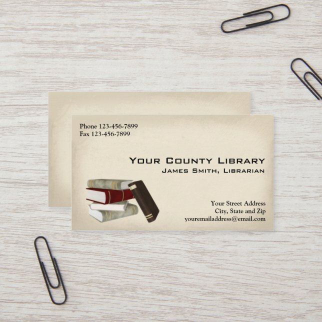 Librarian Library Business Card (Front/Back In Situ)