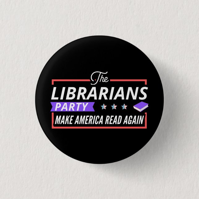 librarian, library, reading, read, books, readers, button (Front)