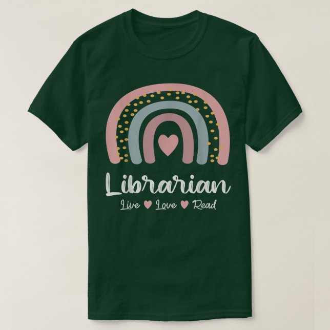 Librarian Library Squad Book Lover Rainbow Cute Li T-Shirt (Design Front)