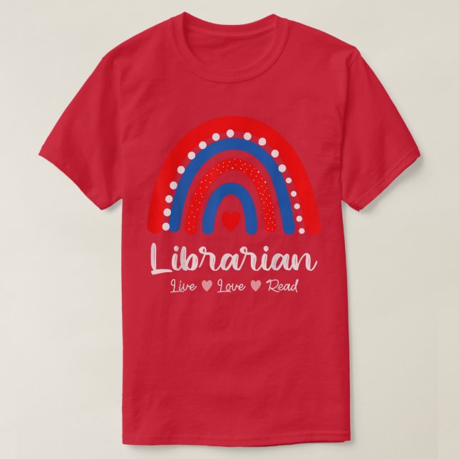 Librarian Library Squad Book Lover Rainbow Cute Li T-Shirt (Design Front)