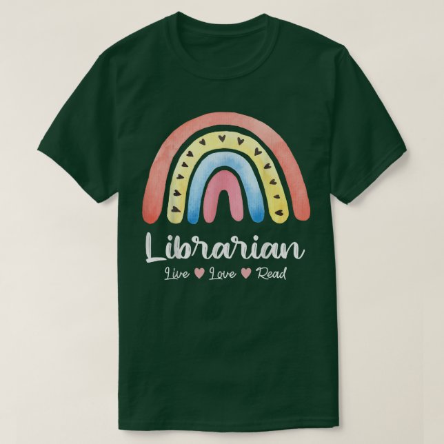 Librarian Library Squad Book Lover Rainbow Cute Li T-Shirt (Design Front)