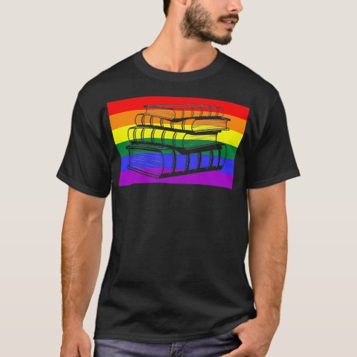 Librarian Literary Reading Books Gay Pride Flag Ra T_Shirt