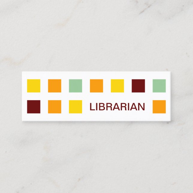 LIBRARIAN mod squares Mini Business Card (Front)