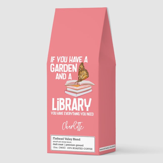 Librarian Nerd and Gardener Swag Personalized Roasted Coffee (Front)