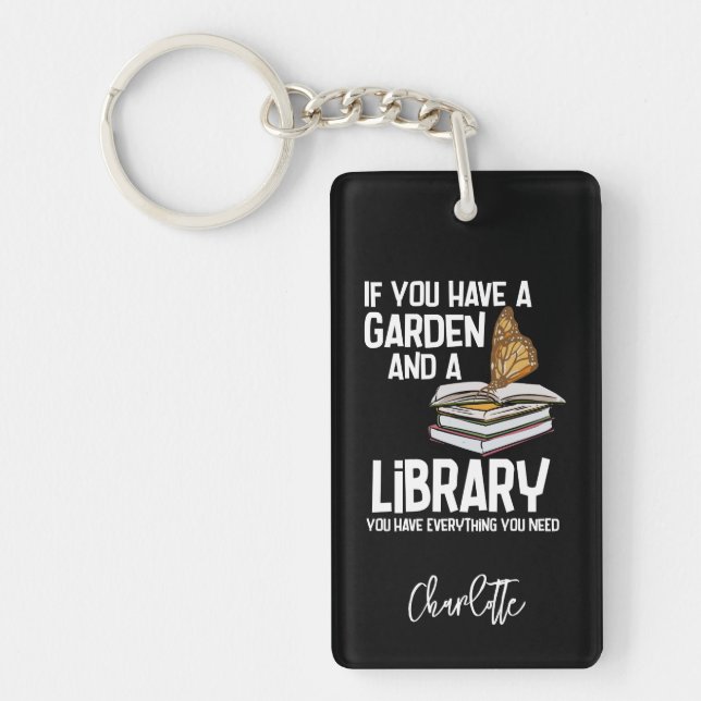 Librarian Nerd and Gardeners Personalized Keychain (Front)
