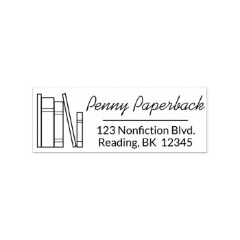 Librarian Or Book Lover Book Spines Return Address Rubber Stamp by alinaspencil at Zazzle