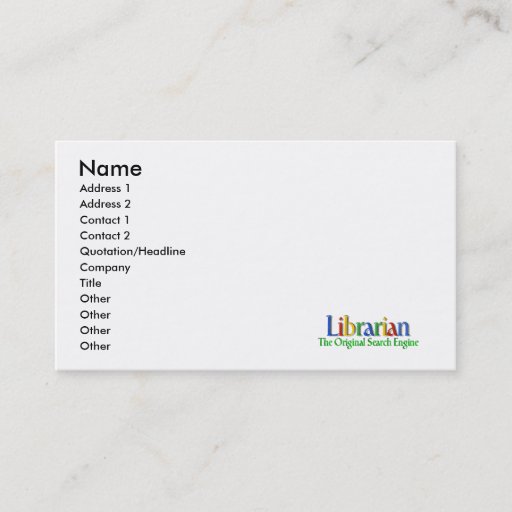 Customizable Librarian Original Search Engine Business Card