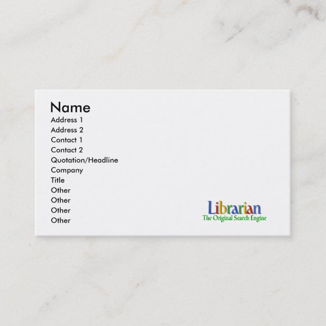 Librarian Original Search Engine Business Card (Front)