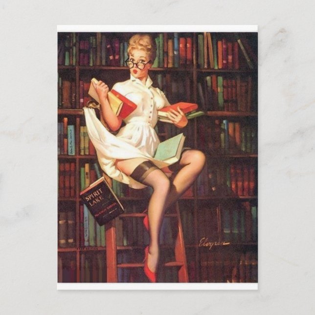 Librarian Pin Up Postcard (Front)