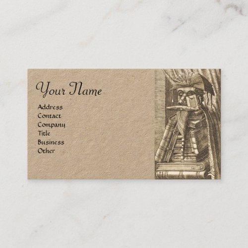LIBRARIAN PORTRAIT WITH BOOKS Kraft Paper Business Card