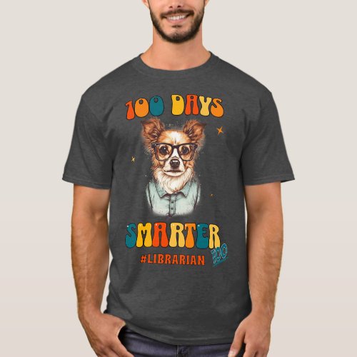 Librarian Pup Tee 100 Days Smarter Celebration