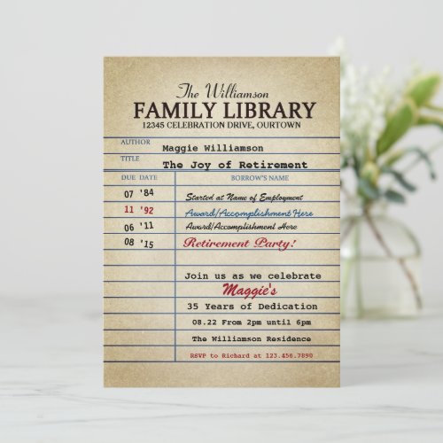 Librarian Retirement Party Invitations