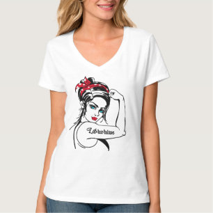 Librarian Rosie The Riveter Pin Up T-Shirt