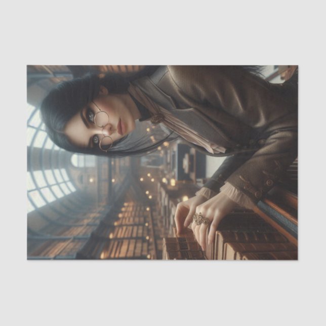 Librarian Steampunk Vintage Victorian Lady  Tissue Paper (Front)