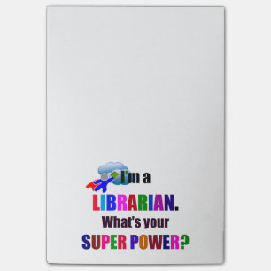 Librarian Superhero - Bold Colorful Text Design Post-it Notes