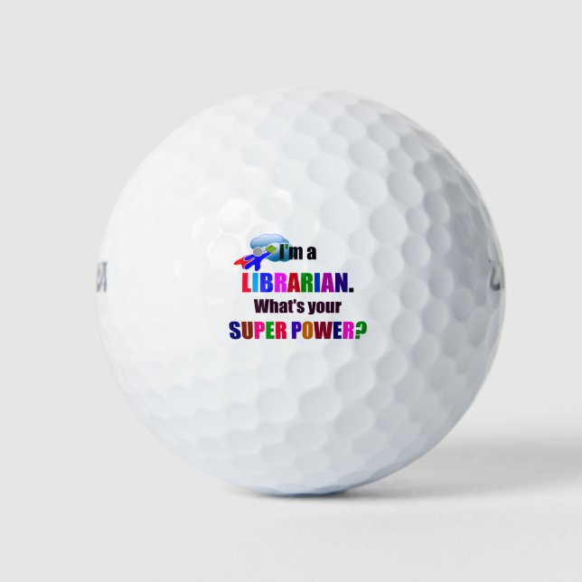 Librarian Superhero, Colorful Fun Design Golf Balls (Front)