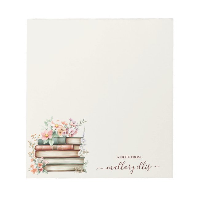 Librarian | Teacher Vintage Books Calligraphy  Notepad (Front)